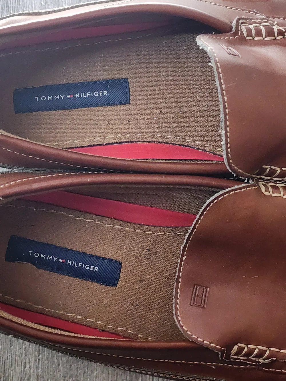Tommy Hilfiger Men’s Brown Leather Slip-On Loafers
